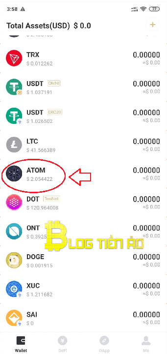 Chọn ATOM để Staking