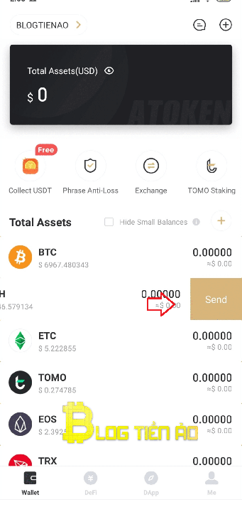 Gửi coin trên ví Atoken