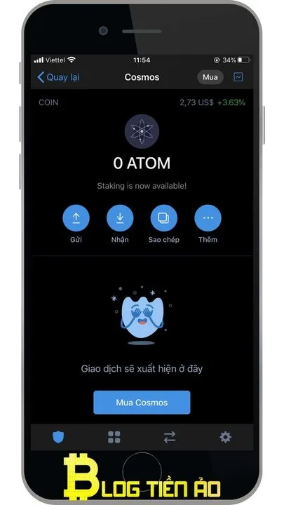 Staking atom trên ví Trust