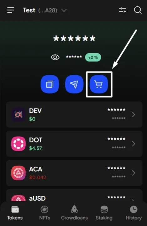 mua token trên subwallet